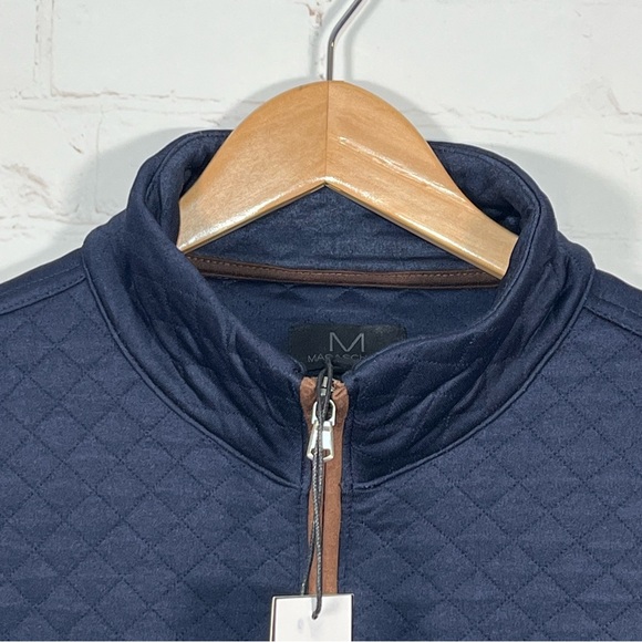 Magaschoni Quilted 1/4 Zip Pullover Sweater Mens Size Large Blue NWT - Picture 3 of 13